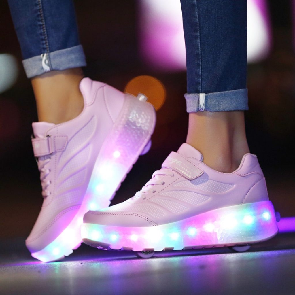 Size 28 43 Led Wheel Sneakers for Kids Adult USB Charging Glowing Roller Shoes with Lights 1