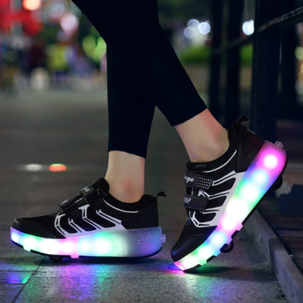 Size 28 43 Led Wheel Sneakers for Kids Adult USB Charging Glowing Roller Shoes with Lights 4