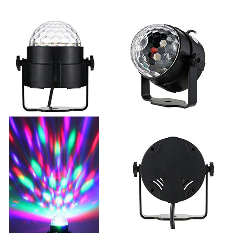 Sound Activated Rotating Disco Ball DJ Party Lights 3W 3LED RGB LED Stage Lights For Christmas 1