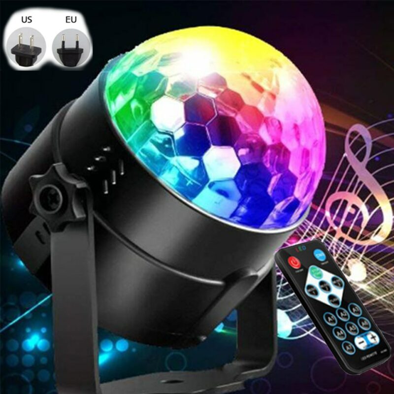 Sound Activated Rotating Disco Ball DJ Party Lights 3W 3LED RGB LED Stage Lights For Christmas