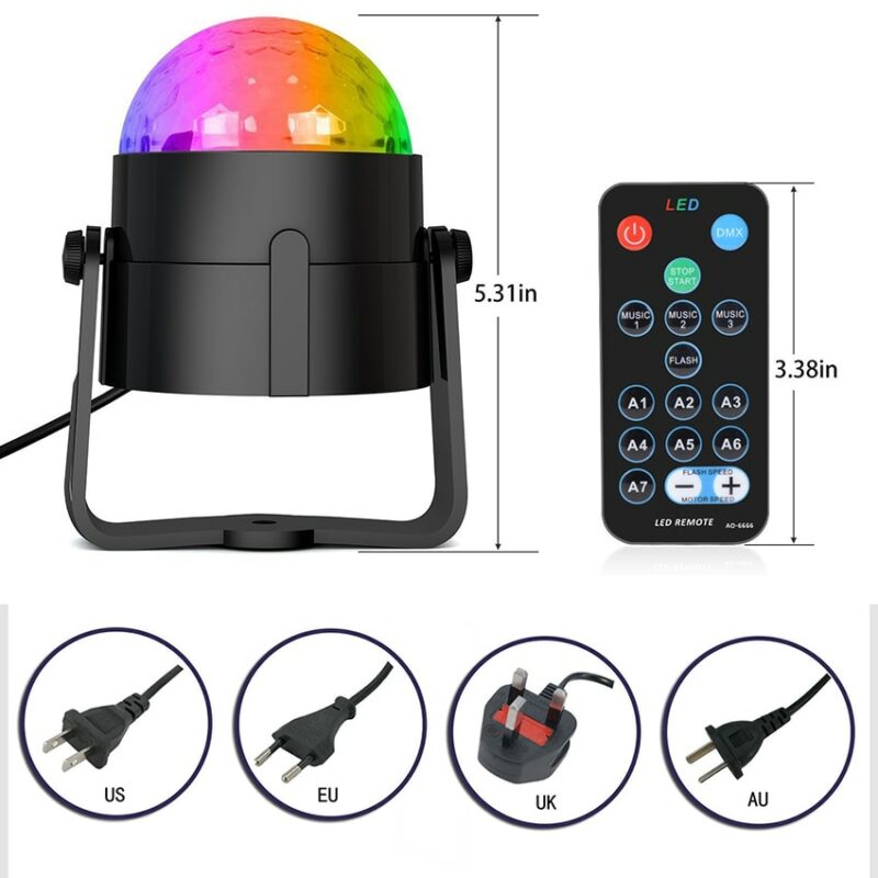 Sound Activated Rotating Disco Ball Party Lights Strobe Light 3W RGB LED Stage Lights For Christmas 1