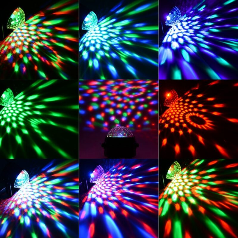 Sound Activated Rotating Disco Ball Party Lights Strobe Light 3W RGB LED Stage Lights For Christmas 4