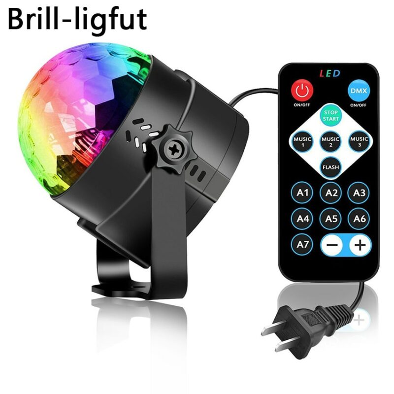 Sound Activated Rotating Disco Ball Party Lights Strobe Light 3W RGB LED Stage Lights For Christmas