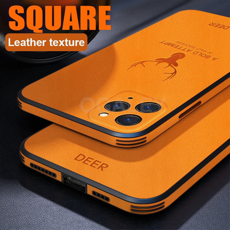 Square Leather Cover For iPhone 12 Pro Max 13 Pro Case For iPhone 13 11 Pro
