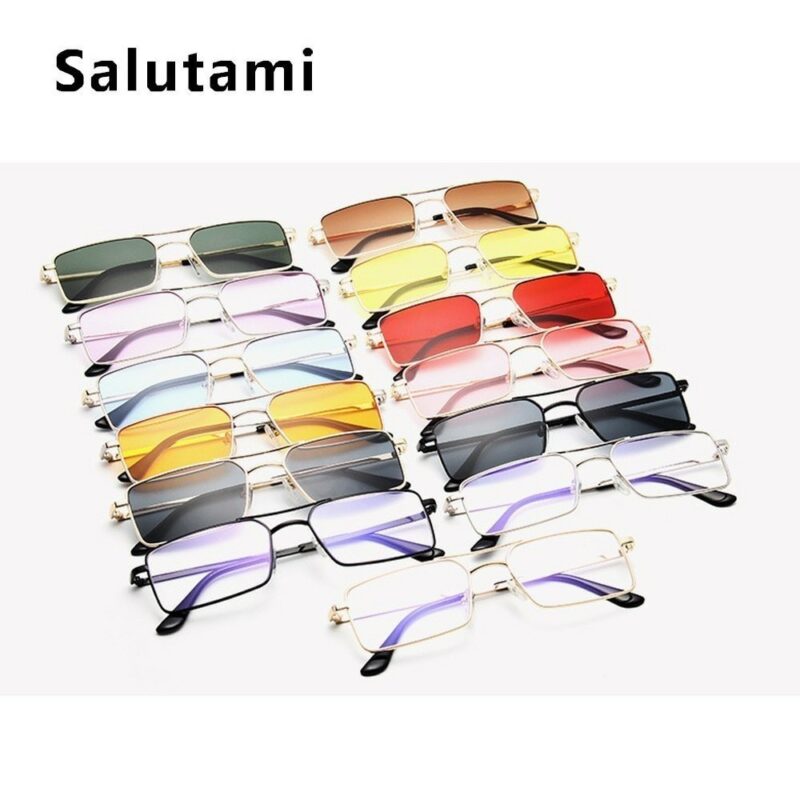 Square Women s Sunglasses Alloy Metal Small Frame Clear Double Bridge Men s Sun Glasses Vintage 5