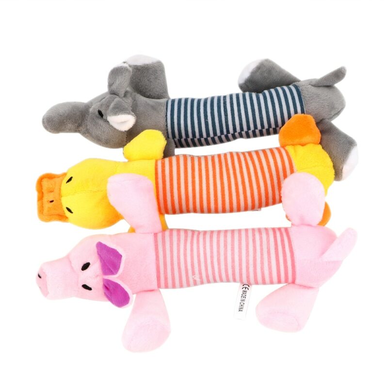 Squeak Chew Dog Toys Sound Dolls Dog Cat Fleece Pet Funny Plush Toys Elephant Duck Pig 4