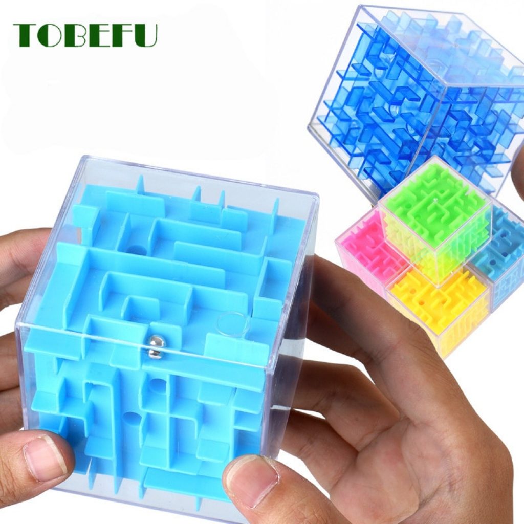 TOBEFU 3D Maze Magic Cube Transparent Six sided Puzzle Speed Cube Rolling Ball Game Cubos Maze