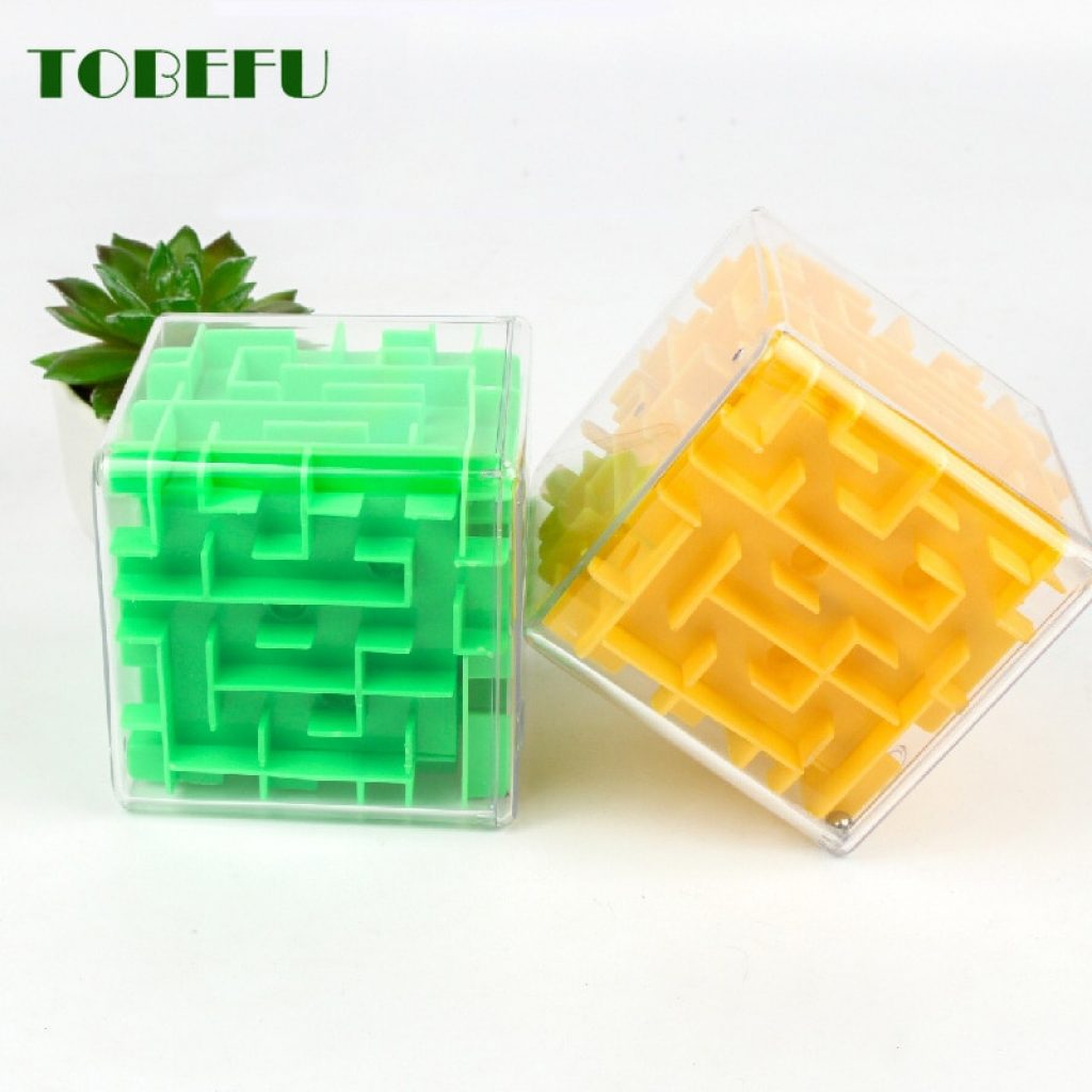 TOBEFU 3D Maze Magic Cube Transparent Six sided Puzzle Speed Cube Rolling Ball Game Cubos Maze 4