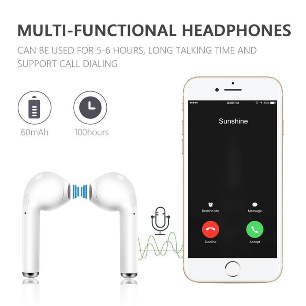 TWS i7 Bluetooth earphones music Headphones business headset sports earbuds suitable wireless Earpieces For xiaomi huawei 1