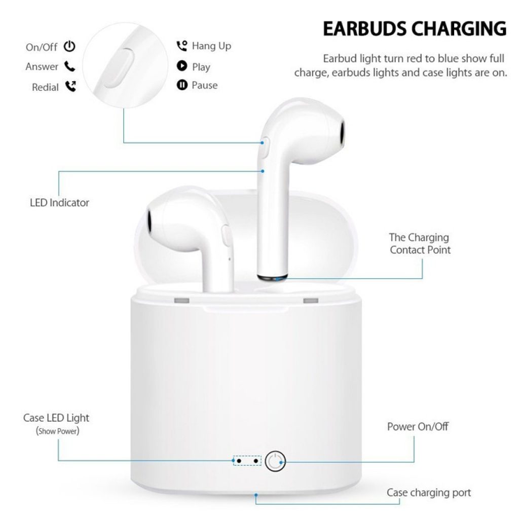 TWS i7 Bluetooth earphones music Headphones business headset sports earbuds suitable wireless Earpieces For xiaomi huawei 2