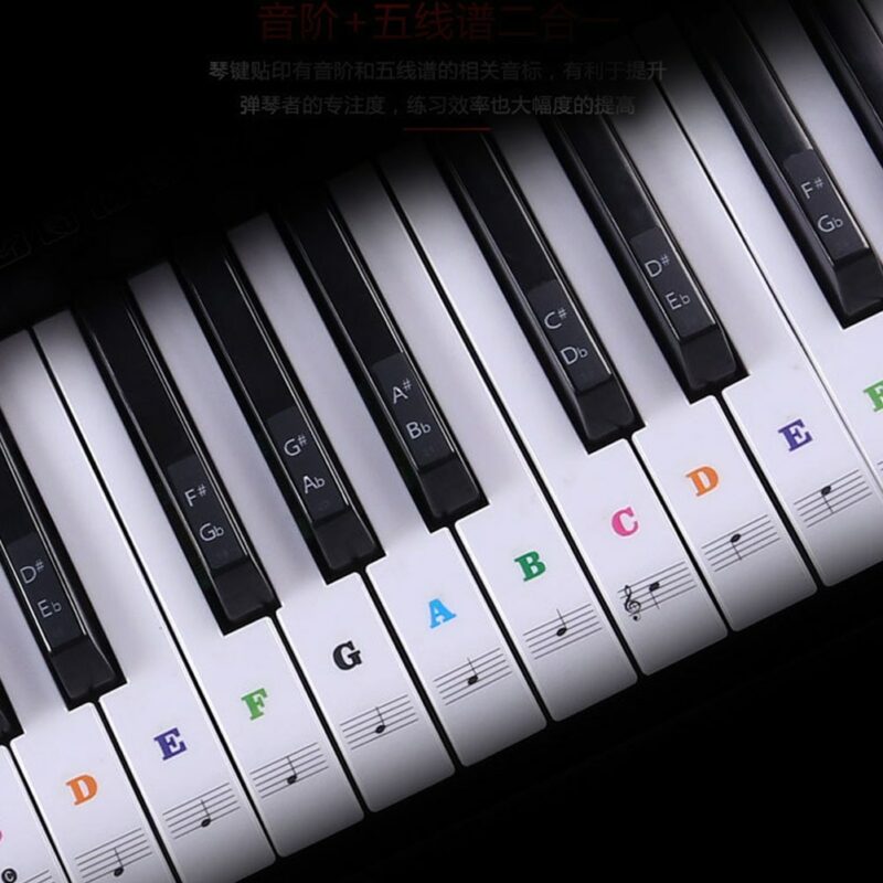 Transparent detachable music decal notes piano keyboard stickers 54 61 or 88 key electronic piano piano