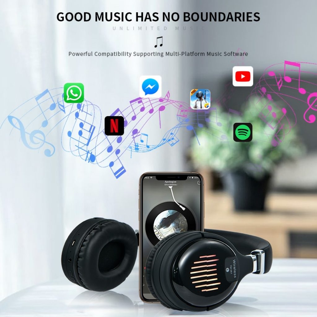 True Wireless Headphones 3D Stereo Bluetooth Headset Foldable Gaming Earphone With Mic FM TF Card Noise 2