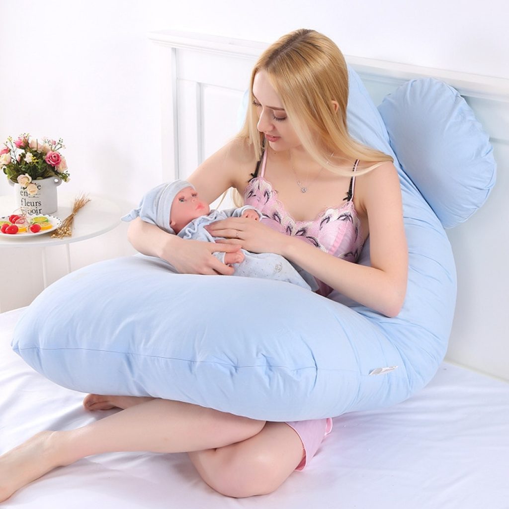 U Shape Pregnancy Pillow Full Body Cotton Pillowcase Maternity Pillows for Side Sleeper Pregnancy Women Sleeping 3