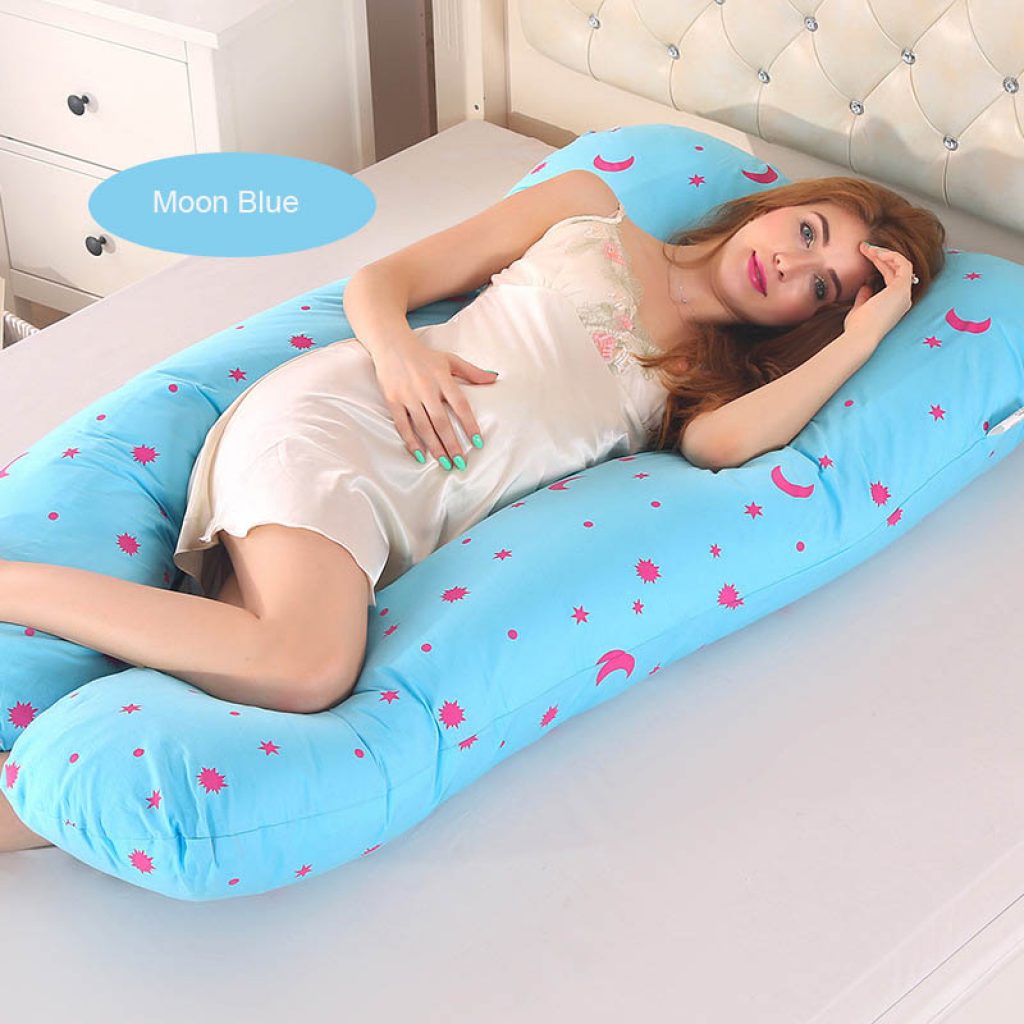 U Shape Pregnancy Pillow Full Body Cotton Pillowcase Maternity Pillows for Side Sleeper Pregnancy Women Sleeping 5