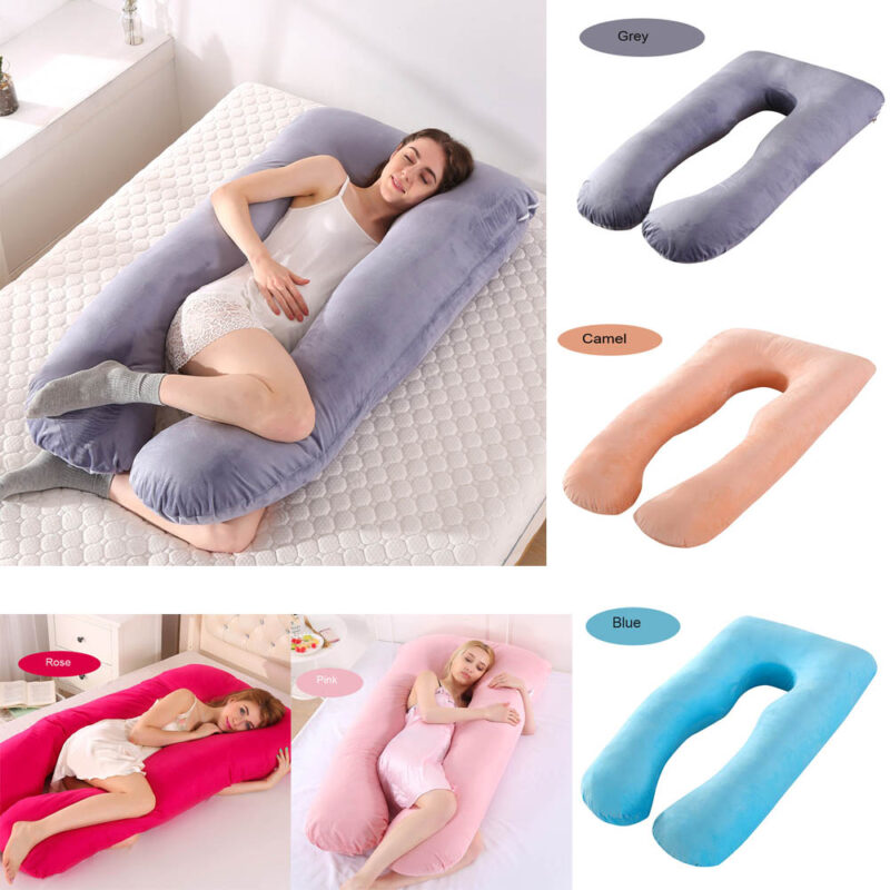 U Shape Pregnancy Pillow Full Body Cotton Pillowcase Maternity Pillows for Side Sleeper Pregnancy Women Sleeping