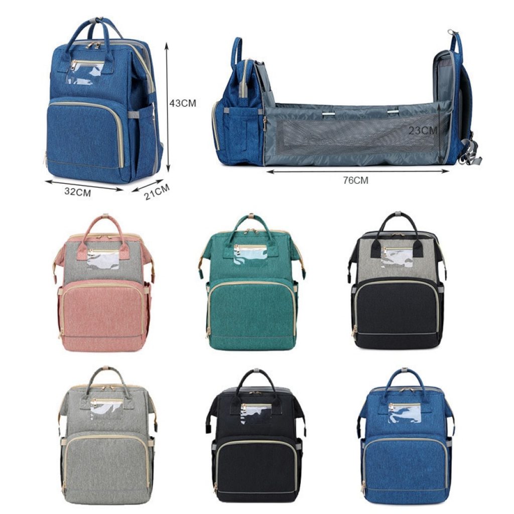 USB Diaper Bags Backpack Foldable Sunscreen Baby Bed Crib Bag Large Capacity Insulation Nursing Stroller Bag 1
