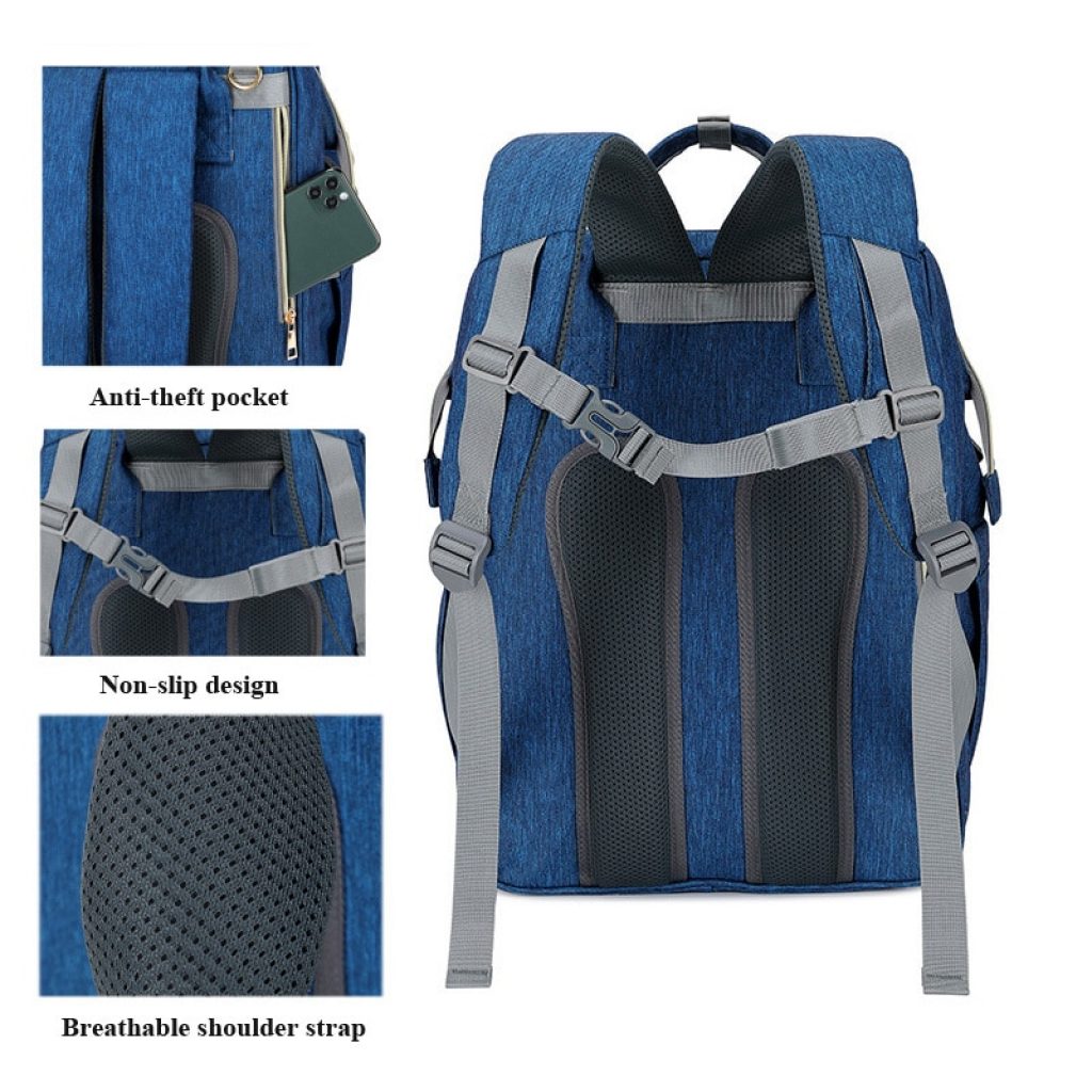 USB Diaper Bags Backpack Foldable Sunscreen Baby Bed Crib Bag Large Capacity Insulation Nursing Stroller Bag 4