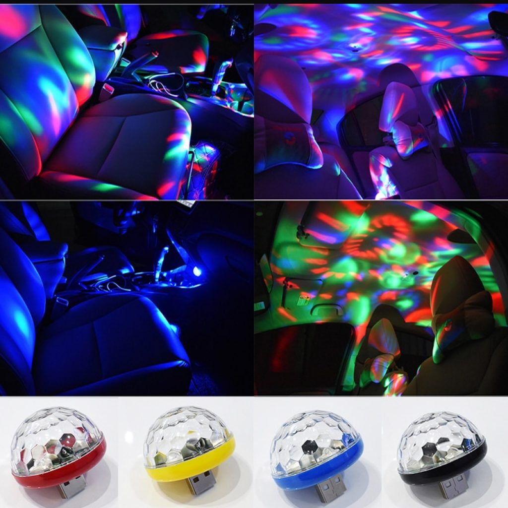 USB Mini Disco Stage Lights Led Xmas Party DJ Karaoke Car Decor Lamp Cellphone Music Control