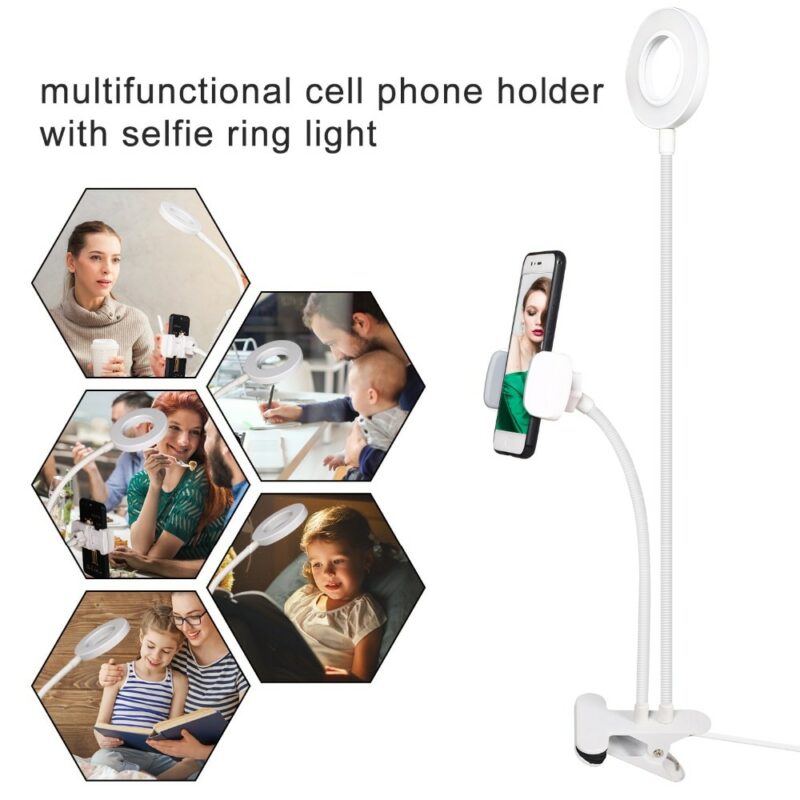 USB Ring Light Studio Selfie LED For Youtube Mobile Phone Holder Stand Live Makeup Camera Lamp 5