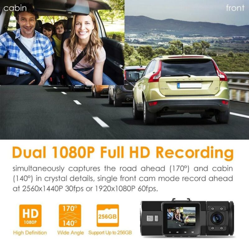 Vantrue N2 Pro Dual Lens Dash Cam Front Cabin FHD 1080P Dash Camera 1440P Car DVR 1