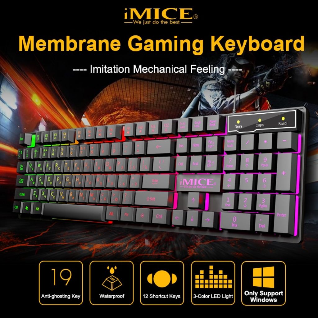 Wired Gaming Keyboard Mechanical Feeling Backlit Keyboards USB 104 Keycaps Russian Keyboard Waterproof Computer Game Keyboards 1