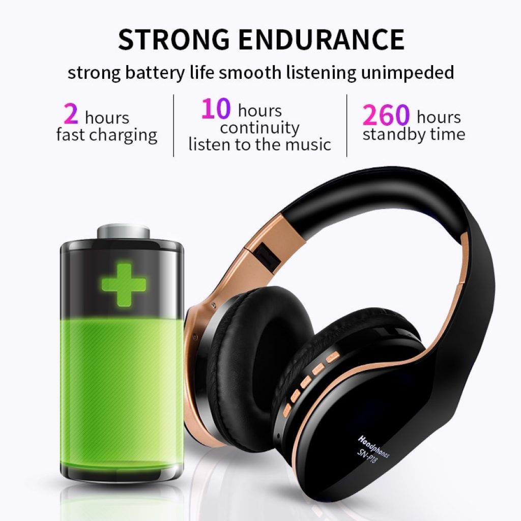 Wireless Bluetooth Headphones Noise Cancelling Headset Foldable Stereo Bass Sound Adjustable Earphones With Mic For PC 2