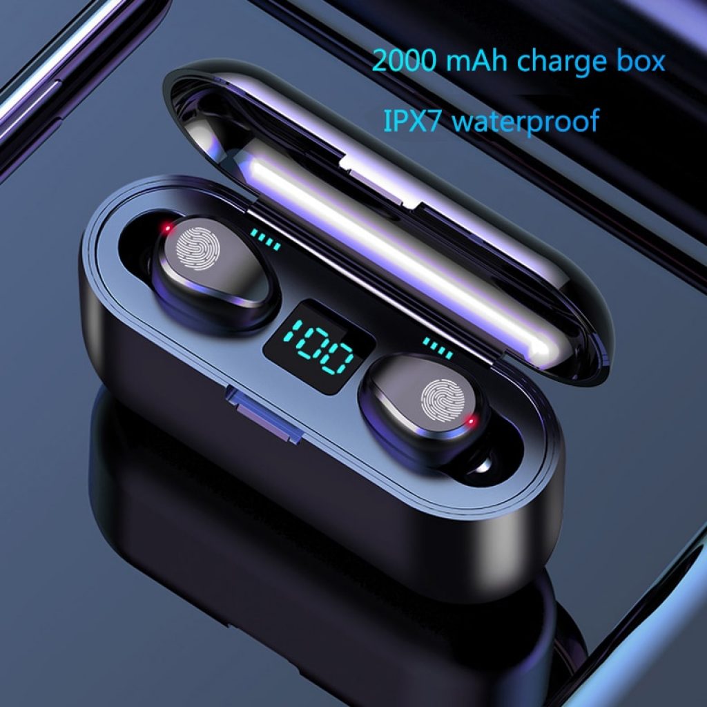 Wireless Earphone Bluetooth V5 0 F9 TWS Wireless Bluetooth Headphone LED Display 2000mAh Charging Box Headsets