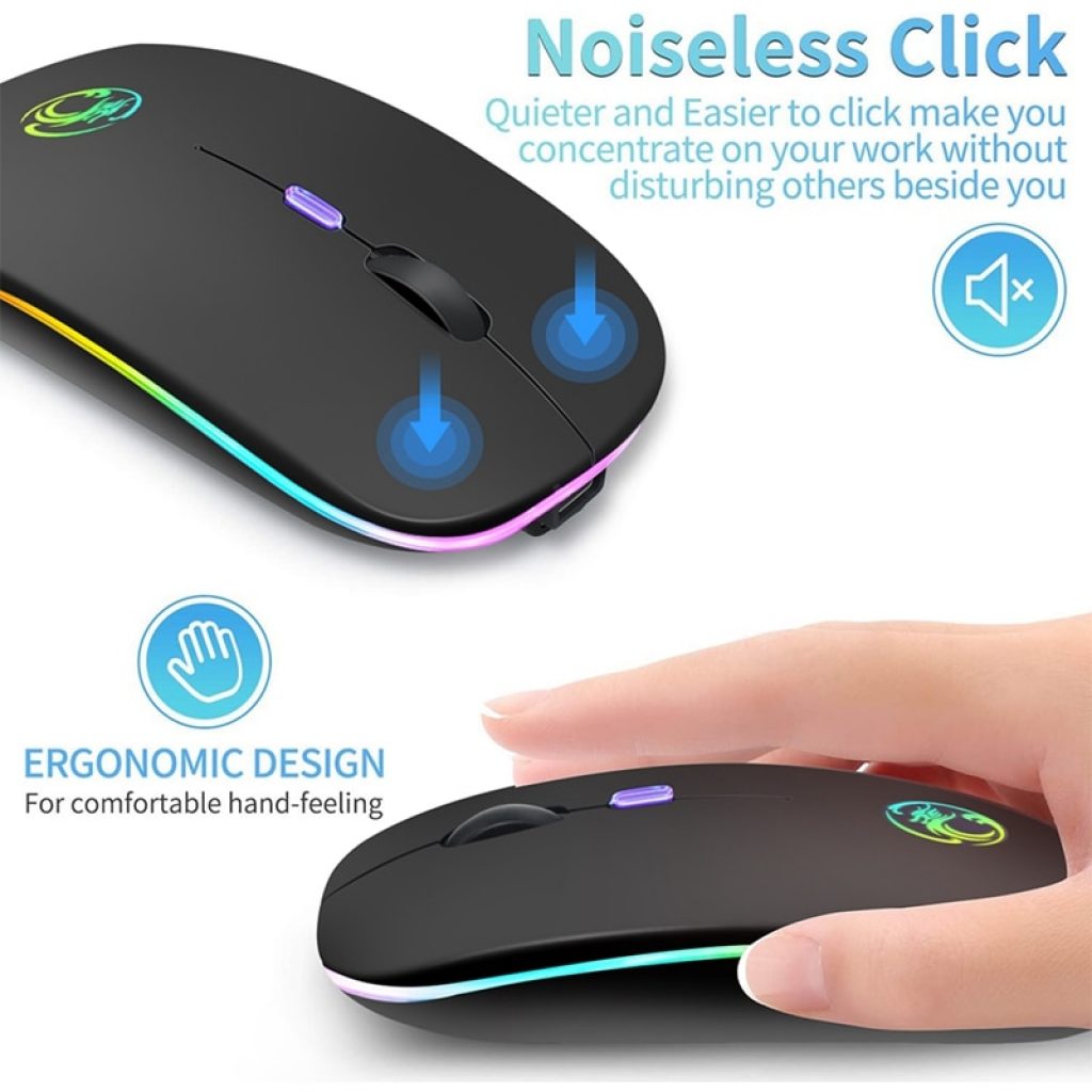 Wireless Mouse Bluetooth RGB Rechargeable Mouse Wireless Computer Silent Mause LED Backlit Ergonomic Gaming Mouse For 2