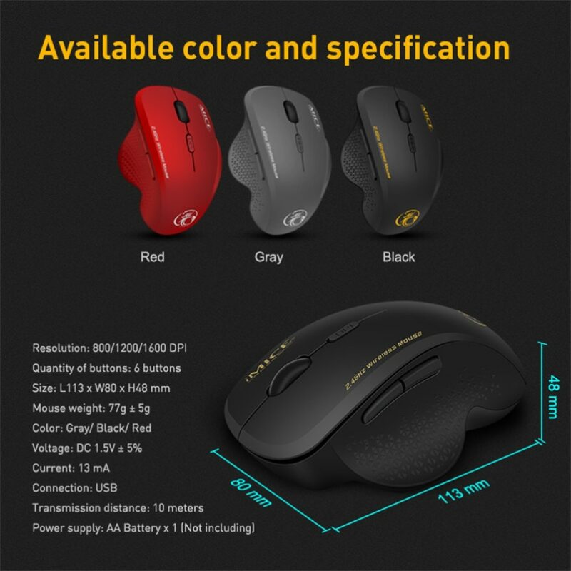 Wireless Mouse Ergonomic Computer Mouse PC Optical Mause with USB Receiver 6 buttons 2 4Ghz Wireless 5