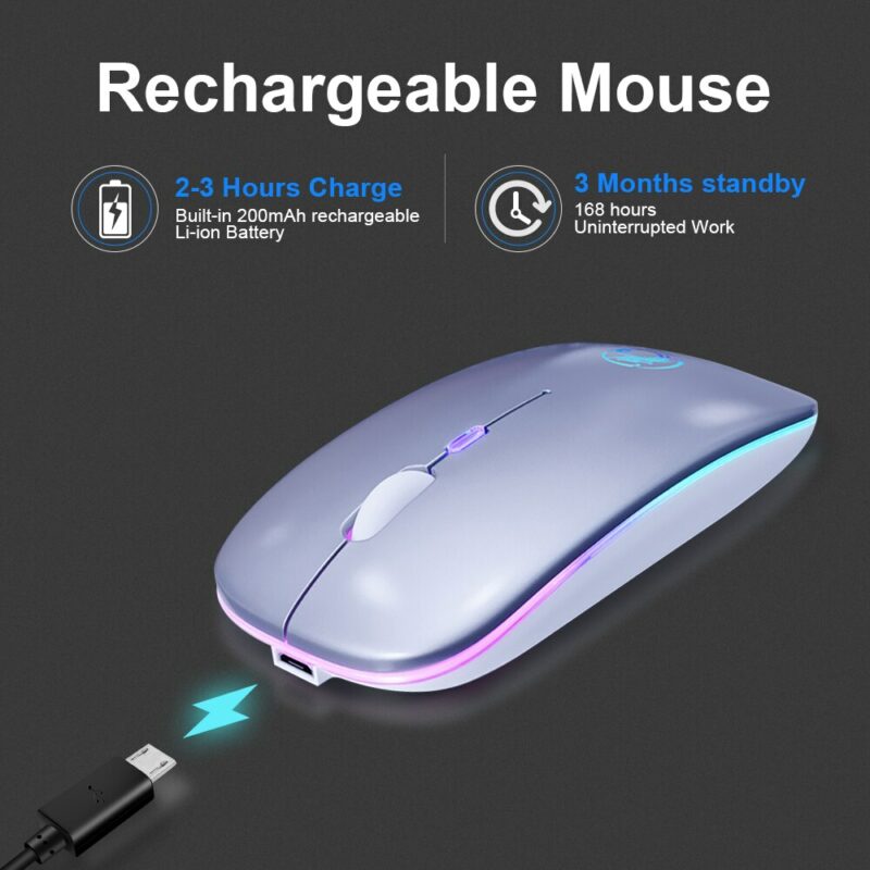 Wireless Mouse RGB Bluetooth Computer Mouse Silent Rechargeable Ergonomic Mause With LED Backlit USB Optical Mice 1