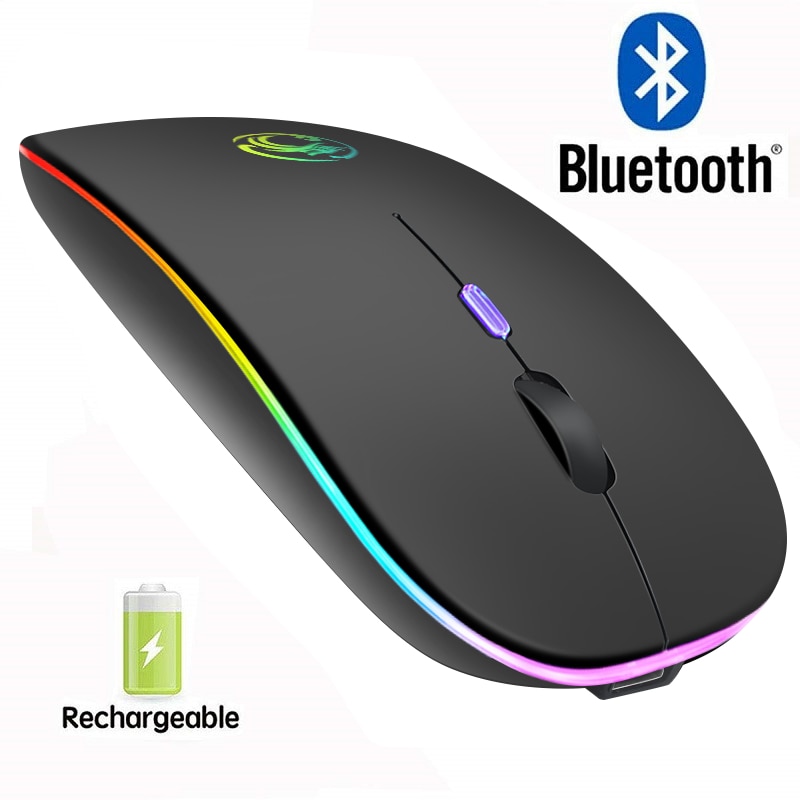 Wireless Mouse RGB Bluetooth Computer Mouse Silent Rechargeable Ergonomic Mause With LED Backlit USB Optical Mice
