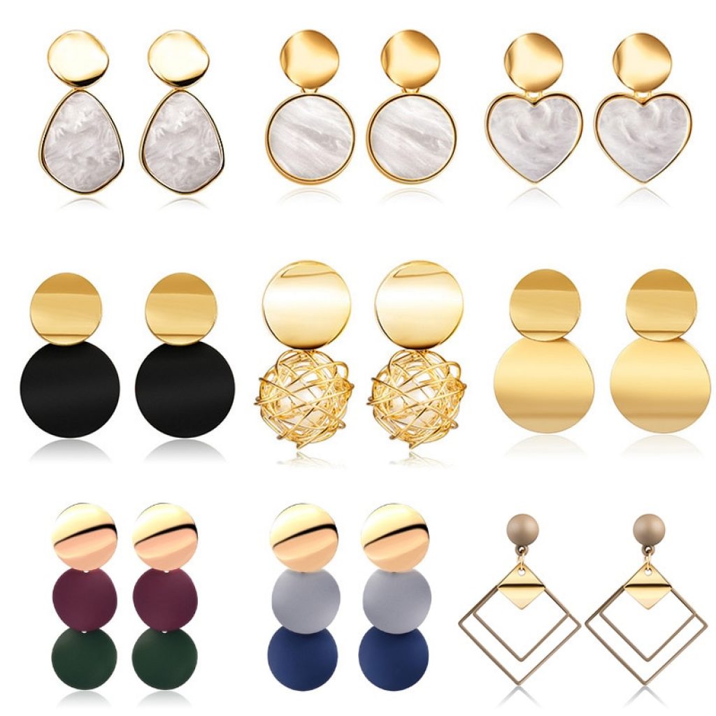 X P New Korean Heart Statement Drop Earrings 2020 for Women Fashion Vintage Geometric Acrylic Dangle 1