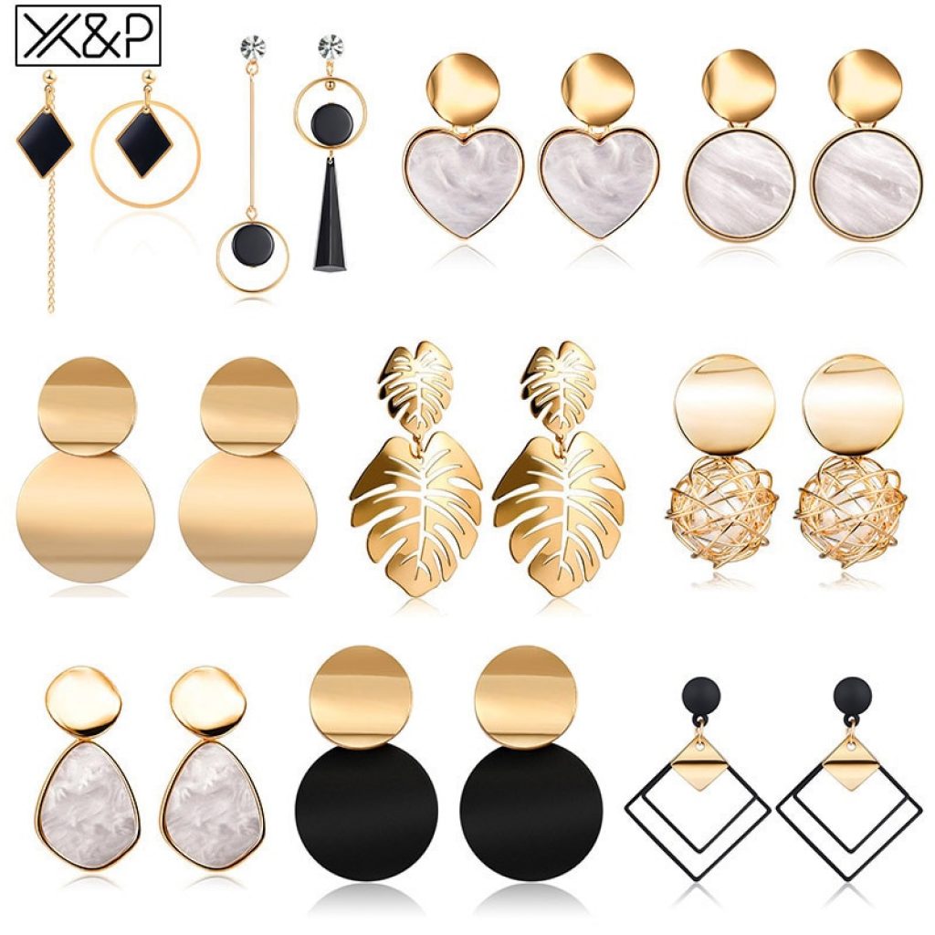 X P New Korean Heart Statement Drop Earrings 2020 for Women Fashion Vintage Geometric Acrylic Dangle