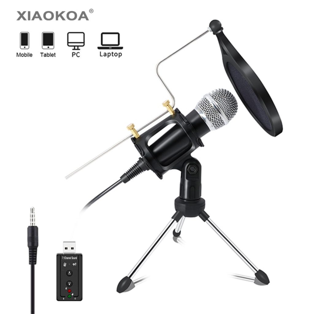 XIAOKOA recording Condenser Microphone mobile phone microphone 3 5mm Jack microfone for Computer PC Karaoke mic