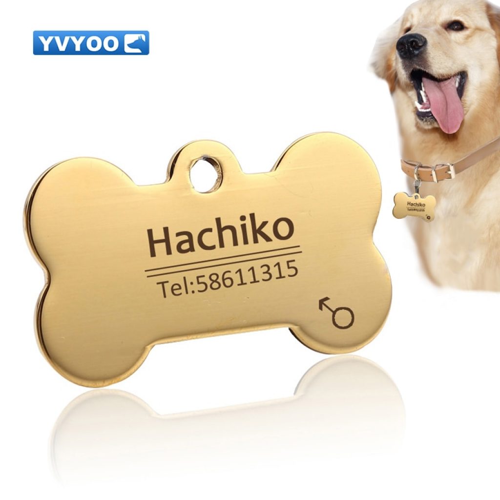 YVYOO Free engraving Pet Dog cat collar accessories Decoration Pet ID Dog Tags Collars stainless steel 2