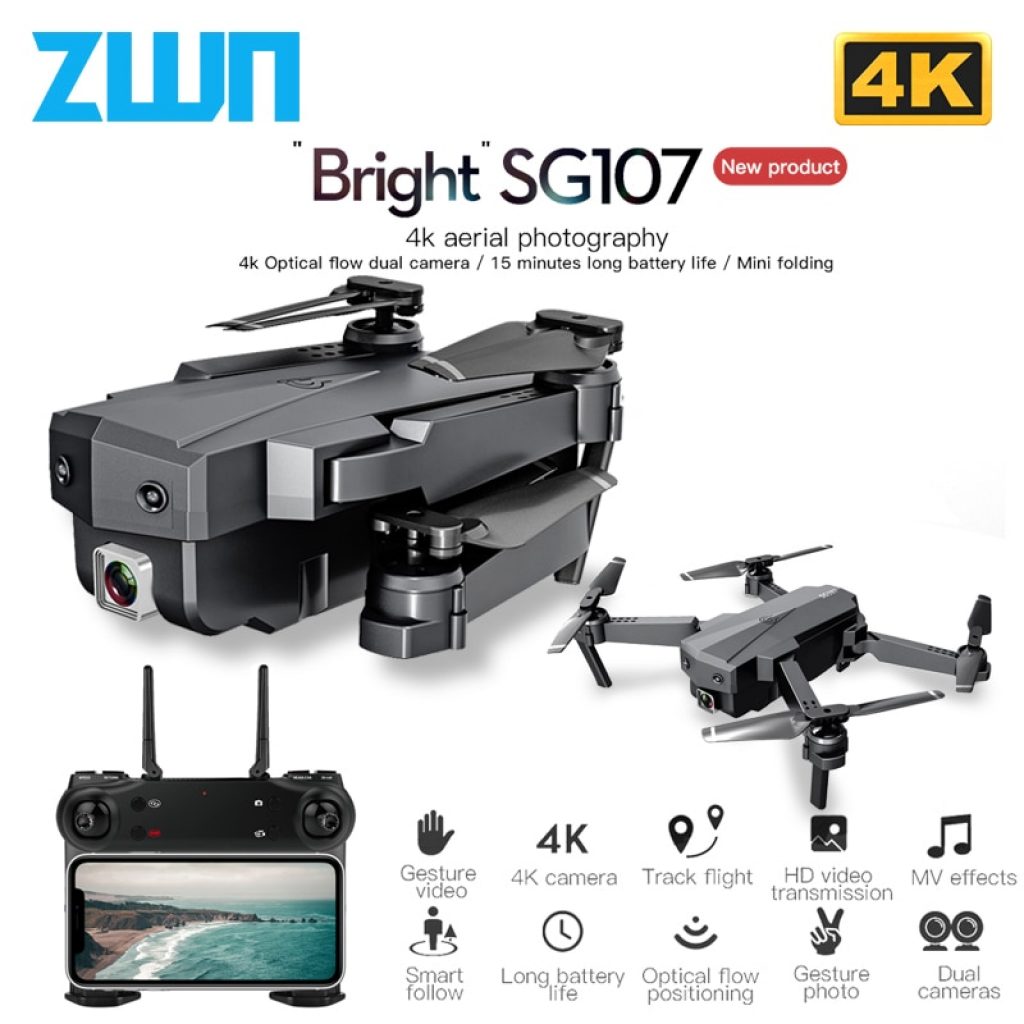 ZWN SG107 Mini Drone with 4K WIFI FPV HD Dual Camera Quadcopter Optical Flow Rc Dron