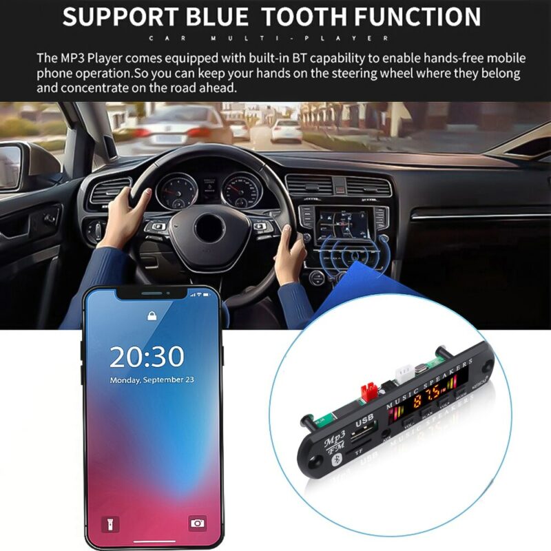 kebidu Bluetooth 5 0 Receiver Car Kit MP3 Player Decoder Board Color Screen FM Radio TF 4