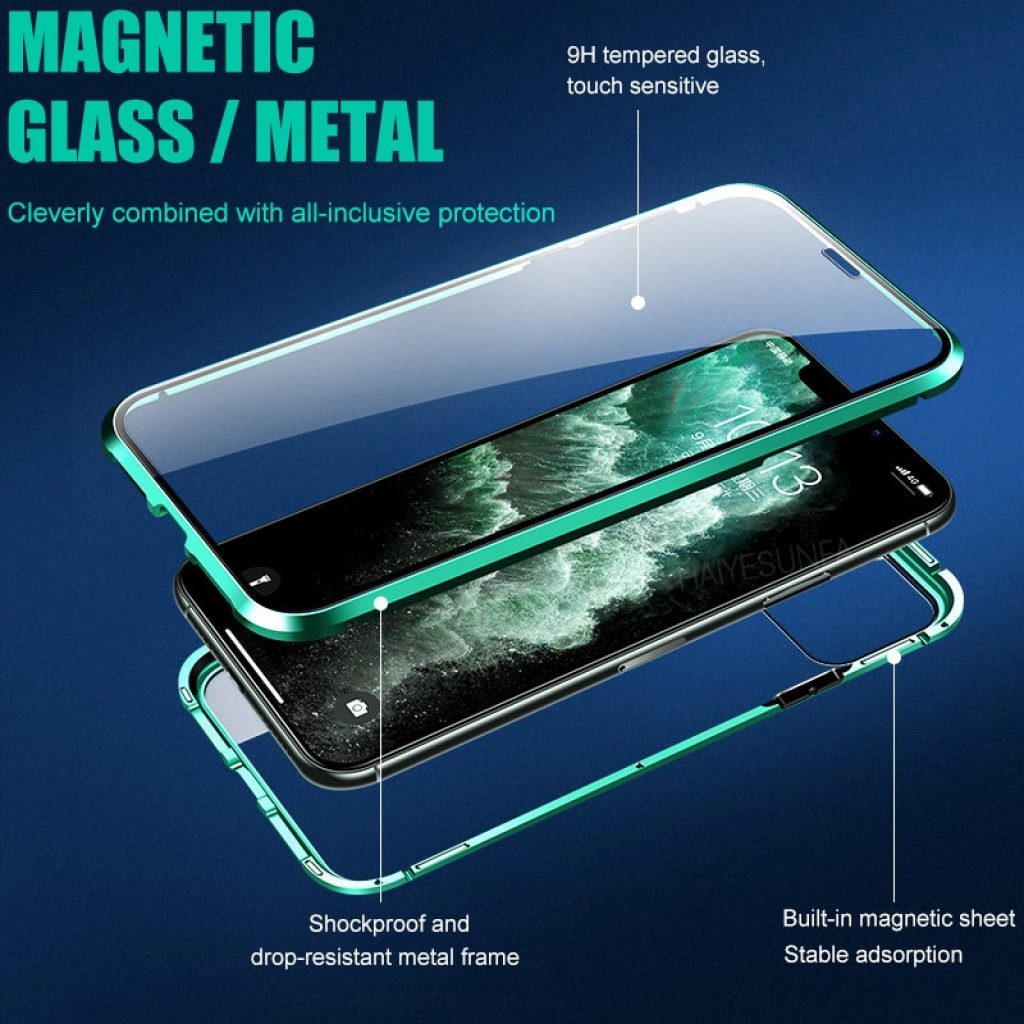 metal magnetic 360 phone case for i phone 11 pro max XR XSMAX 7 8 PLUS 1