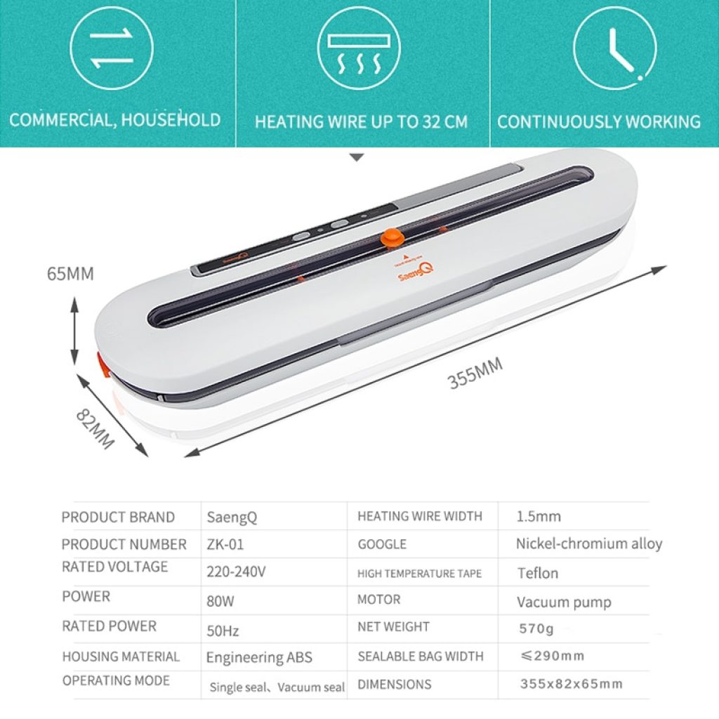 saengQ Best Vacuum Food Sealer 220V 110V Automatic Commercial Household Food Vacuum Sealer Packaging Machine Include 4