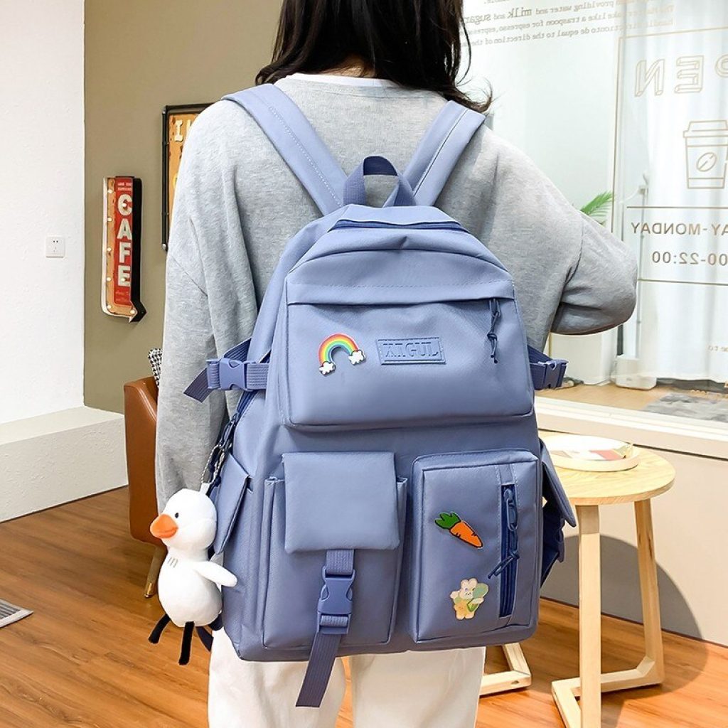 4 pcs sets canvas Schoolbags For Teenage Girls Women Backpack Canvas kids Primary School Bag College 2