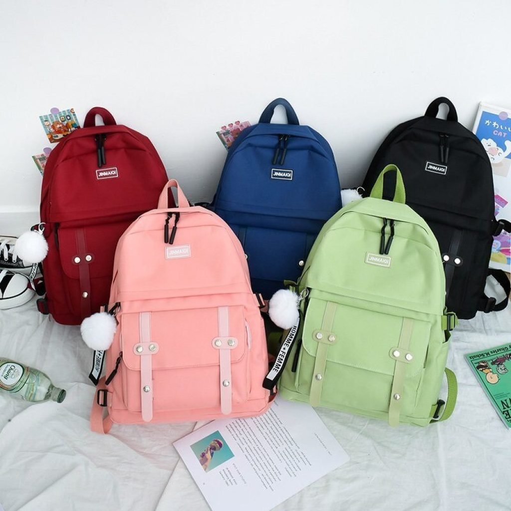 5 pcs sets canvas Schoolbags For Teenage Girls Women Backpacks Laptop keychain School Bags Travel Bagpack 3