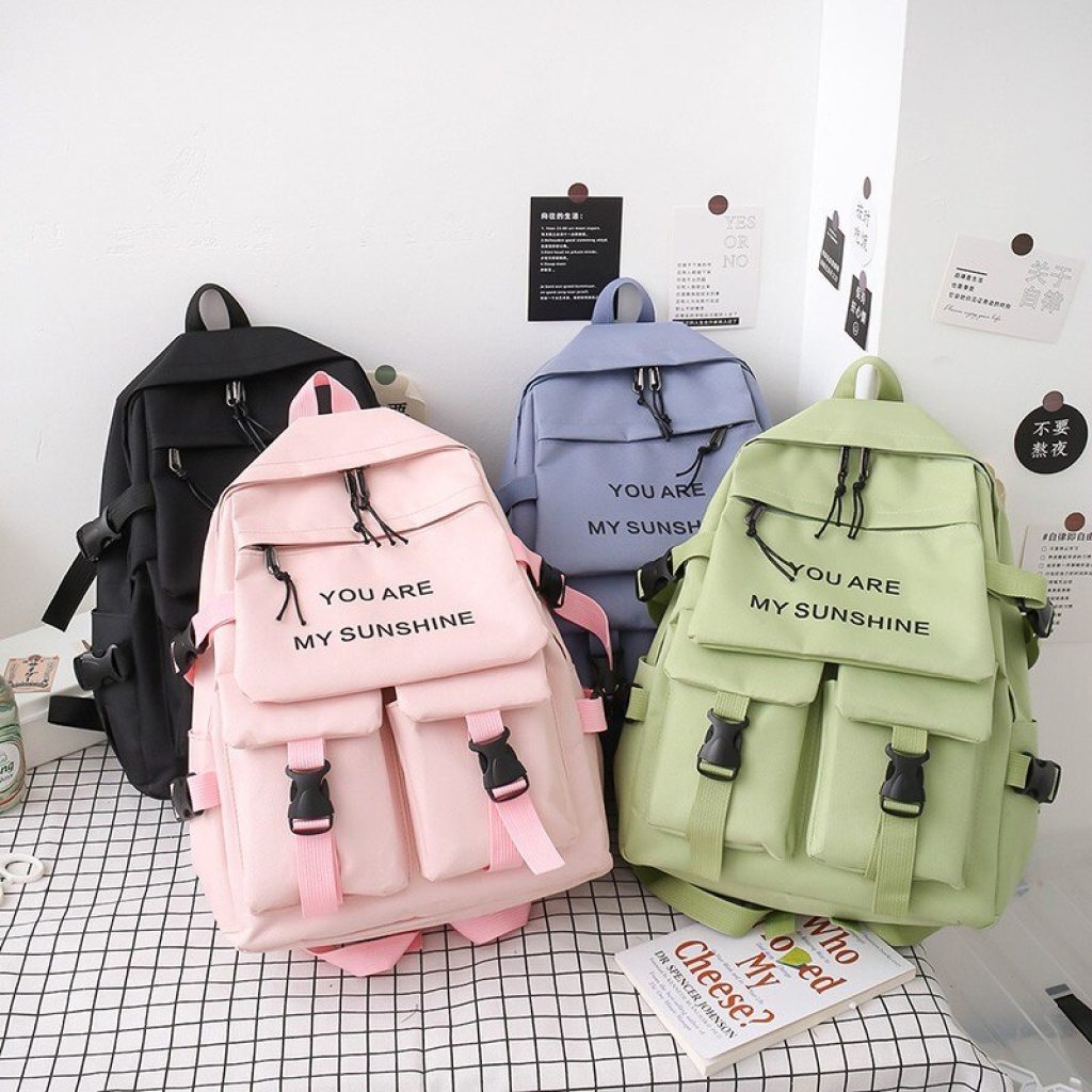 5Piece Set Kawaii Schoolbags for Teenage Girls Women Backpack 2021 Canvas Travel Back pack Student notebook 3