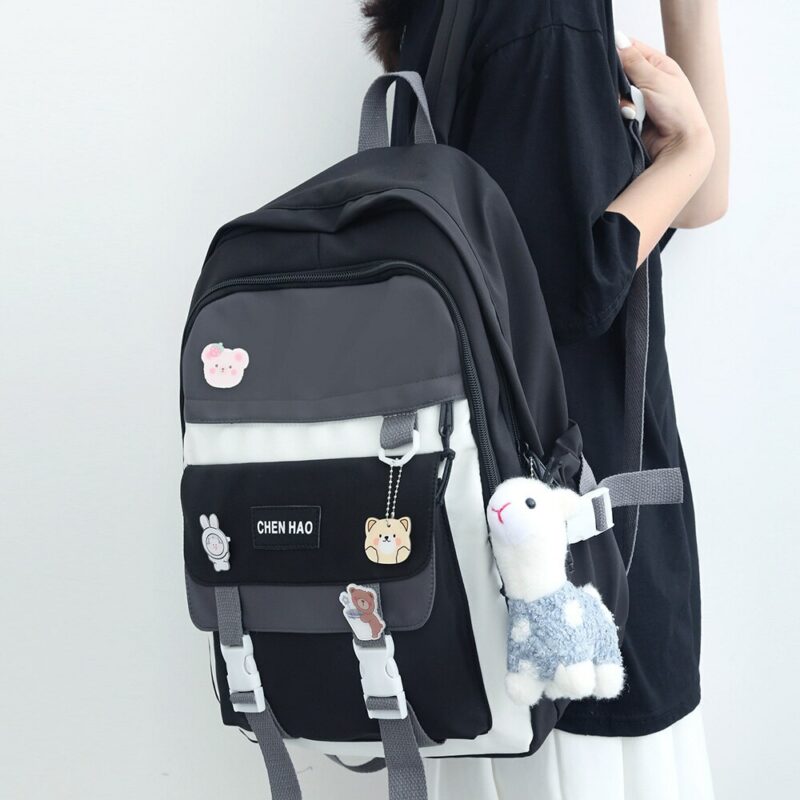 Girl Cute Laptop Backpack Women Badge Bag Fashion Kawaii Ladies Harajuku Travel School Bag College Student 2