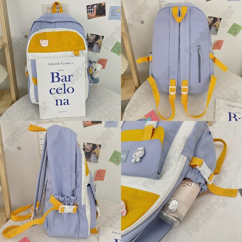 Girl Cute Laptop Backpack Women Badge Bag Fashion Kawaii Ladies Harajuku Travel School Bag College Student 5
