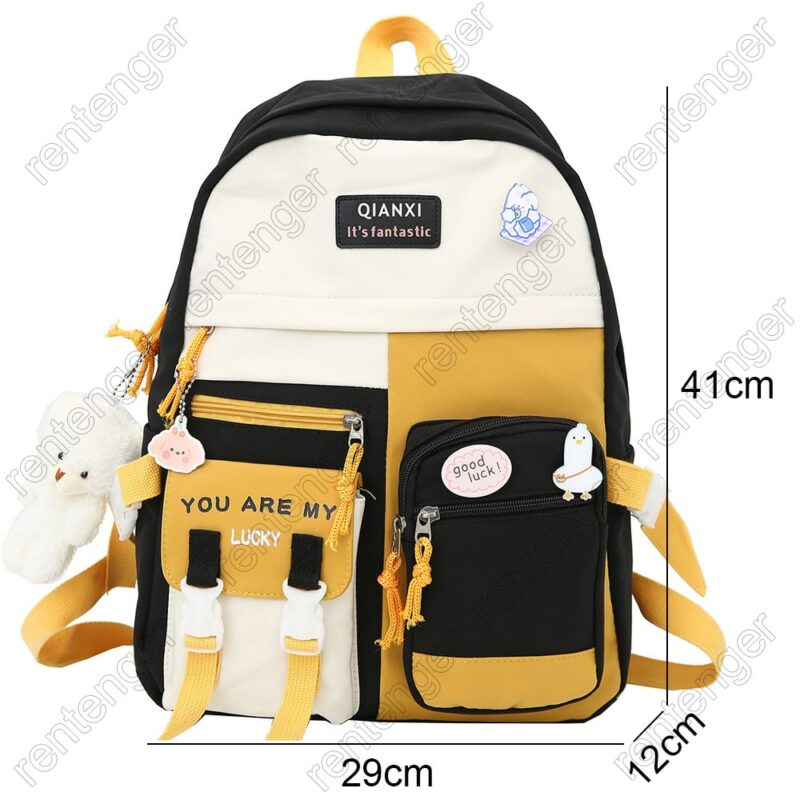 Girl Harajuku Kawaii Backpack Women Waterproof Cute School Bag Pin Badge Lady Nylon Backpack Student Book 3