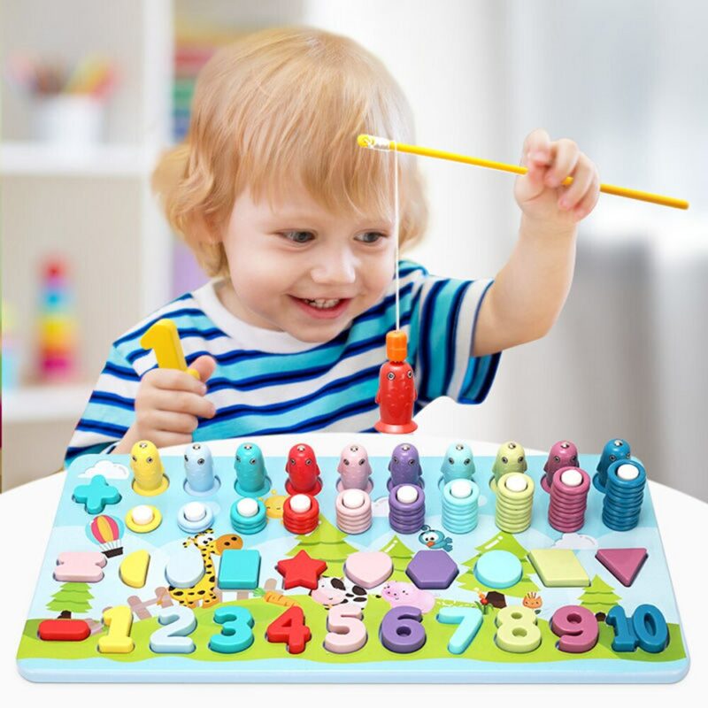Wooden Montessori Toys Fruit Digital Alphabet Animal Traffic Figure Matching Puzzle Preschool Busy Board Educational Kids 2