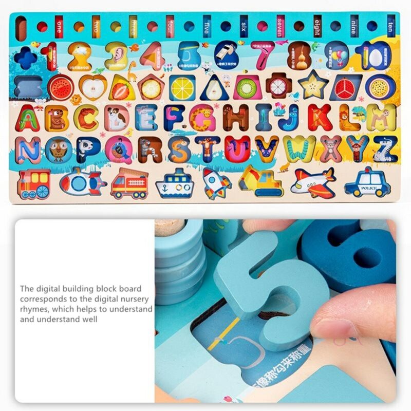 Wooden Montessori Toys Fruit Digital Alphabet Animal Traffic Figure Matching Puzzle Preschool Busy Board Educational Kids 3