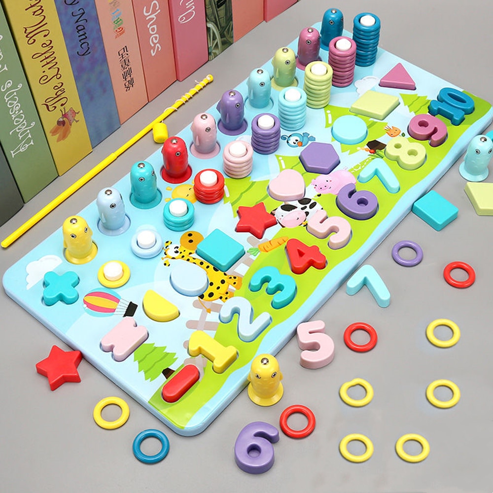 Wooden Montessori Toys Fruit Digital Alphabet Animal Traffic Figure Matching Puzzle Preschool Busy Board Educational Kids