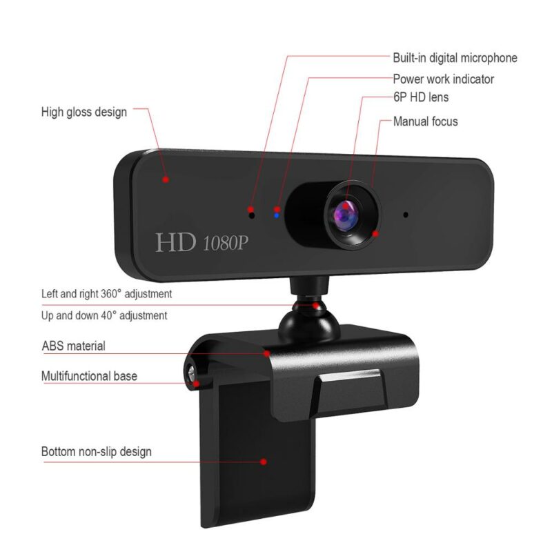 1080P Webcam with Microphone Full HD Video Web Cam Computer Peripheral USB Web Camera for Youtube 3