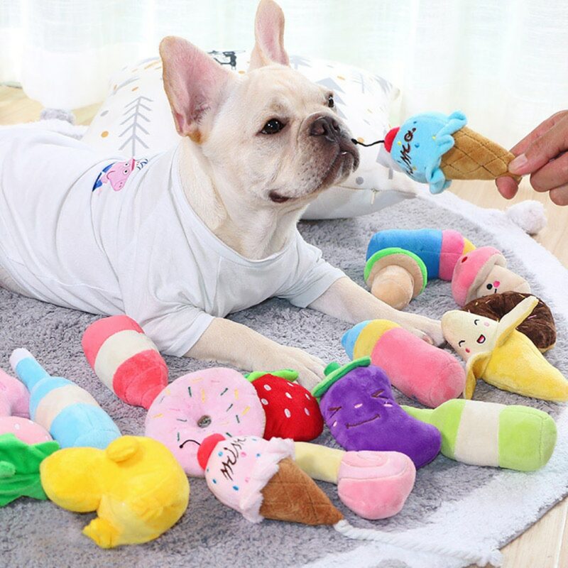 1pc Plush Squeaky Bone Dog Toys Bite Resistant Clean Dog Chew Puppy Training Toy Soft Banana 1